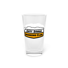 Load image into Gallery viewer, Anti Sober Drinking Club Shield Pint Glass, 16oz
