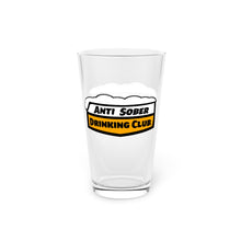 Load image into Gallery viewer, Anti Sober Drinking Club Shield Pint Glass, 16oz