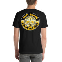 Load image into Gallery viewer, Anti Sober Drinking Club ~ Club Crest Back~ Short-Sleeve Unisex T-Shirt
