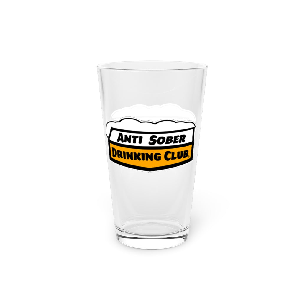 Anti Sober Drinking Club Shield Pint Glass, 16oz