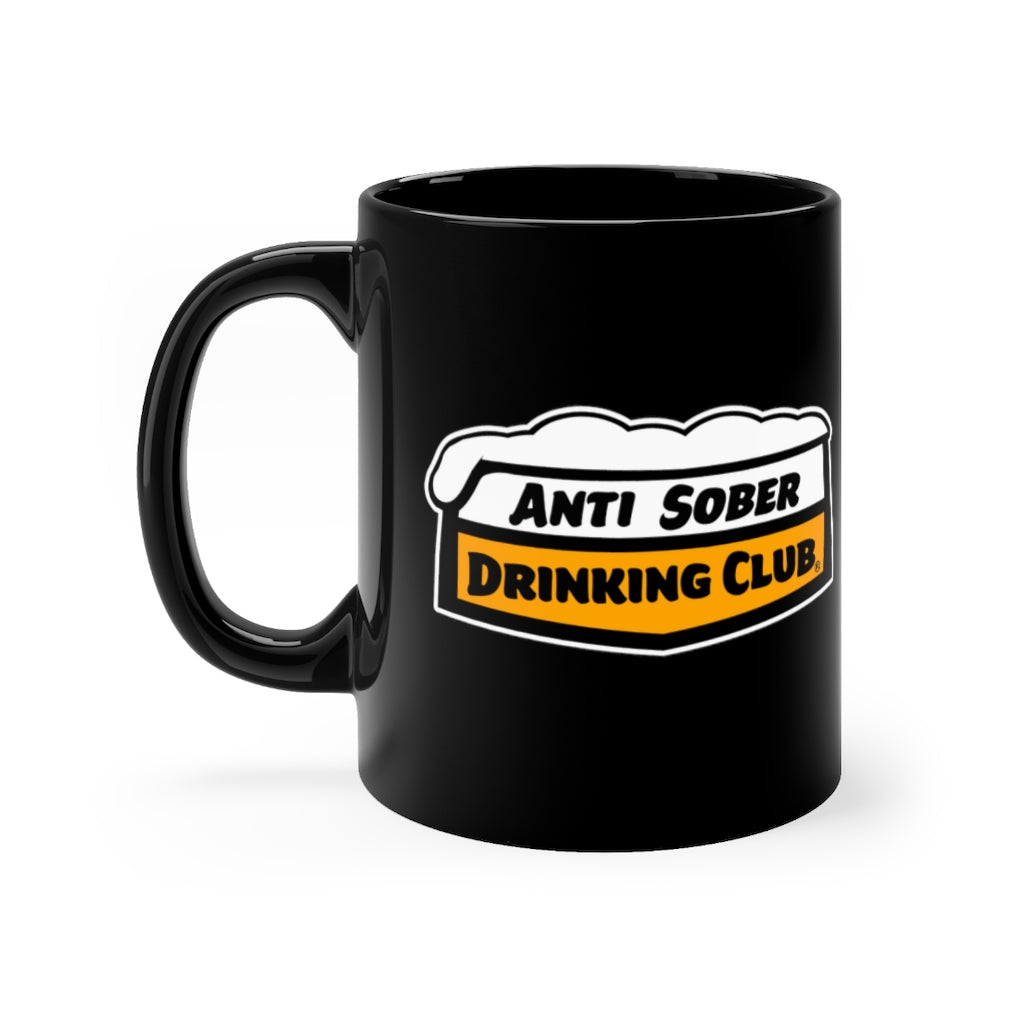 Anti Sober Drinking Club ~ Beer Shield /This is not BEER Black mug 11oz