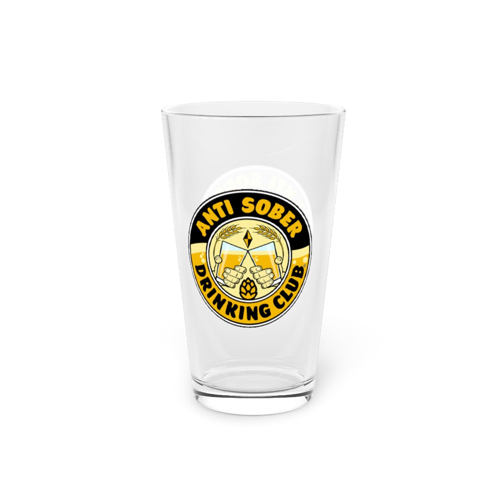 Anti Sober Drinking Club Crest Pint Glass, 16oz